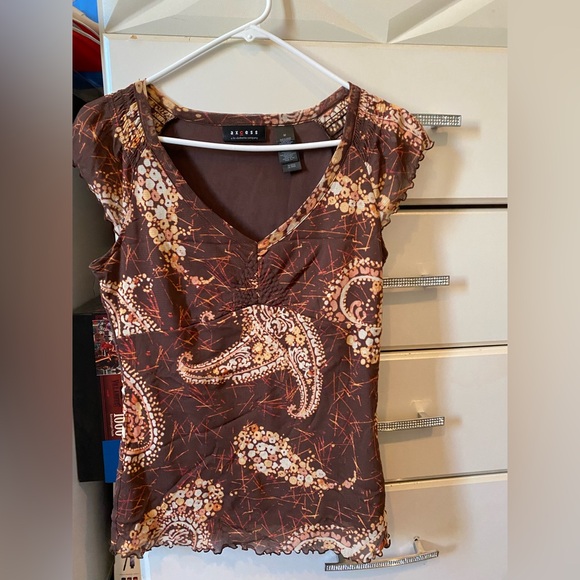 Axcess Tops - Axcess Women's Brown Blouse Y2K